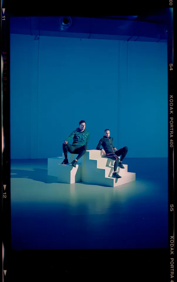 Armani — blue light, analogue photograph